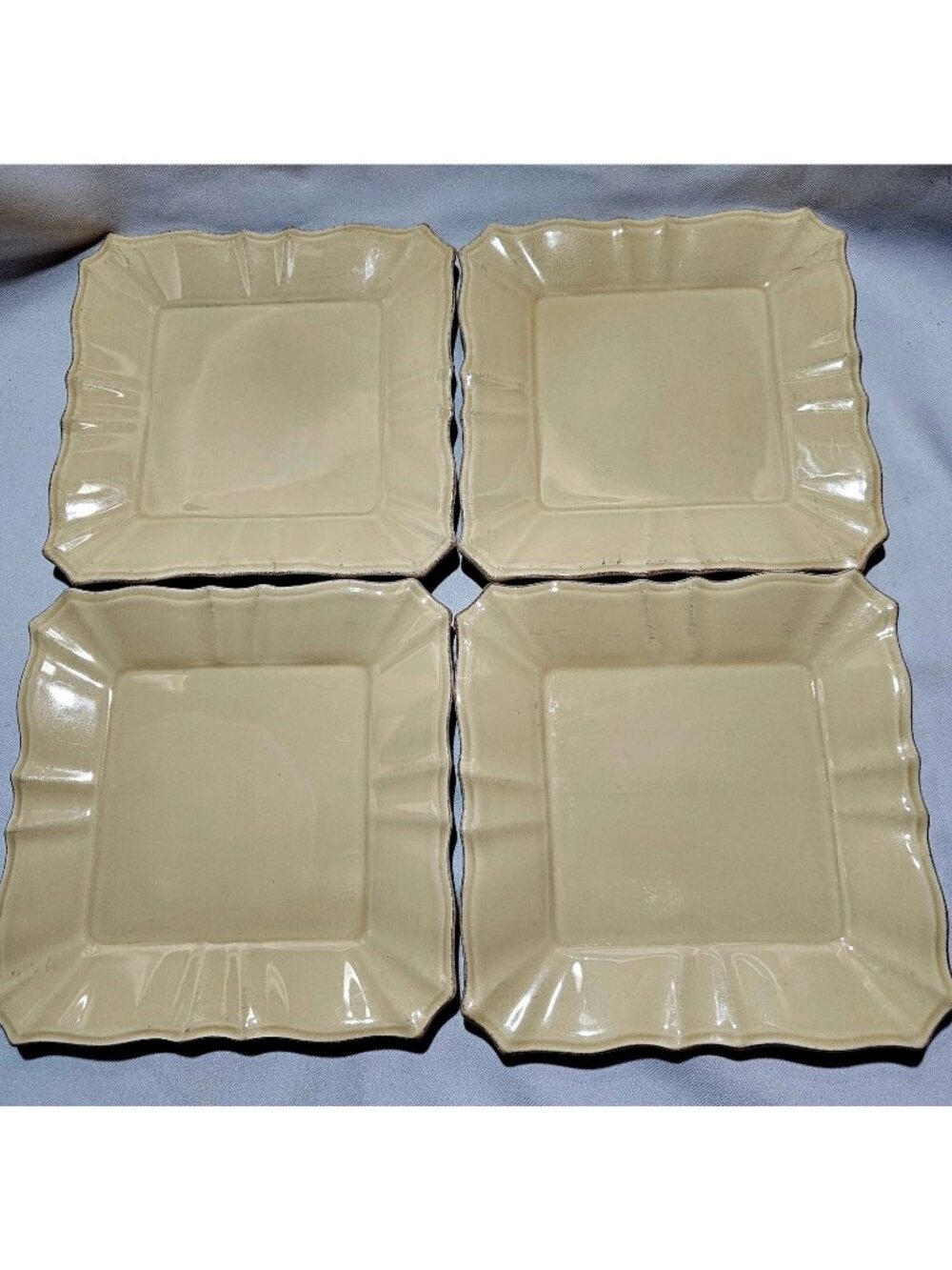 4 Daniel Cremieux Nouveau Empire Butter Salad Dessert Plates 8.5" antique yellow